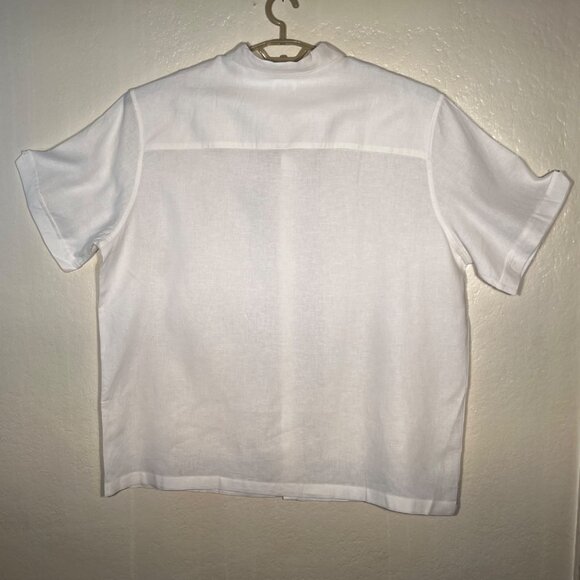 Cafe Luna Men's 2XL Dress Shirt Short Sleeve Button Up XO Design Linen/Viscose - Picture 2 of 16